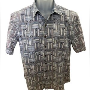 REYN SPOONER Surfboard Surf Aloha Hawaiian Collared Shirt Men L Large